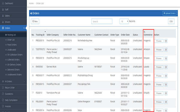 Filterable and sortable order view